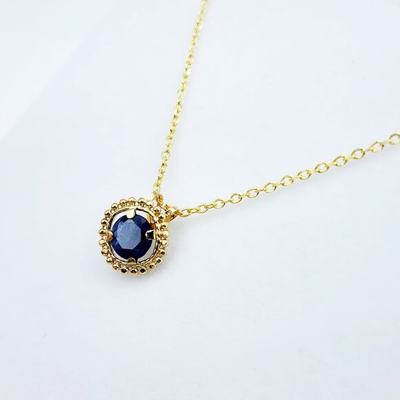 10K Yellow Gold Genuine Blue Sapphire 6x6mm (0.75ct) Pendant - Picture 6 of 6